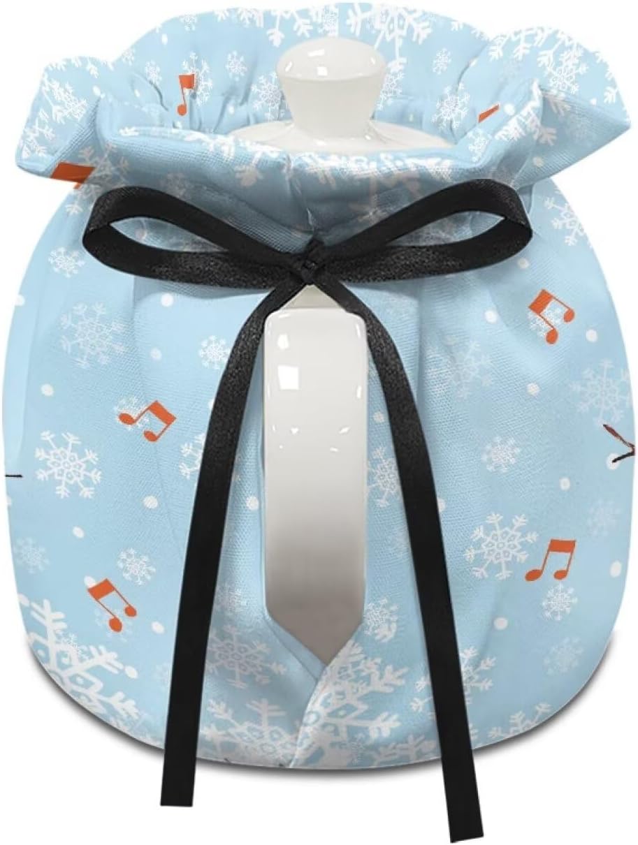 Blue Snowman and Red Music Tea Cosy, Soft Fabric Dustproof Tea Pot Cozies for Home Kitchen