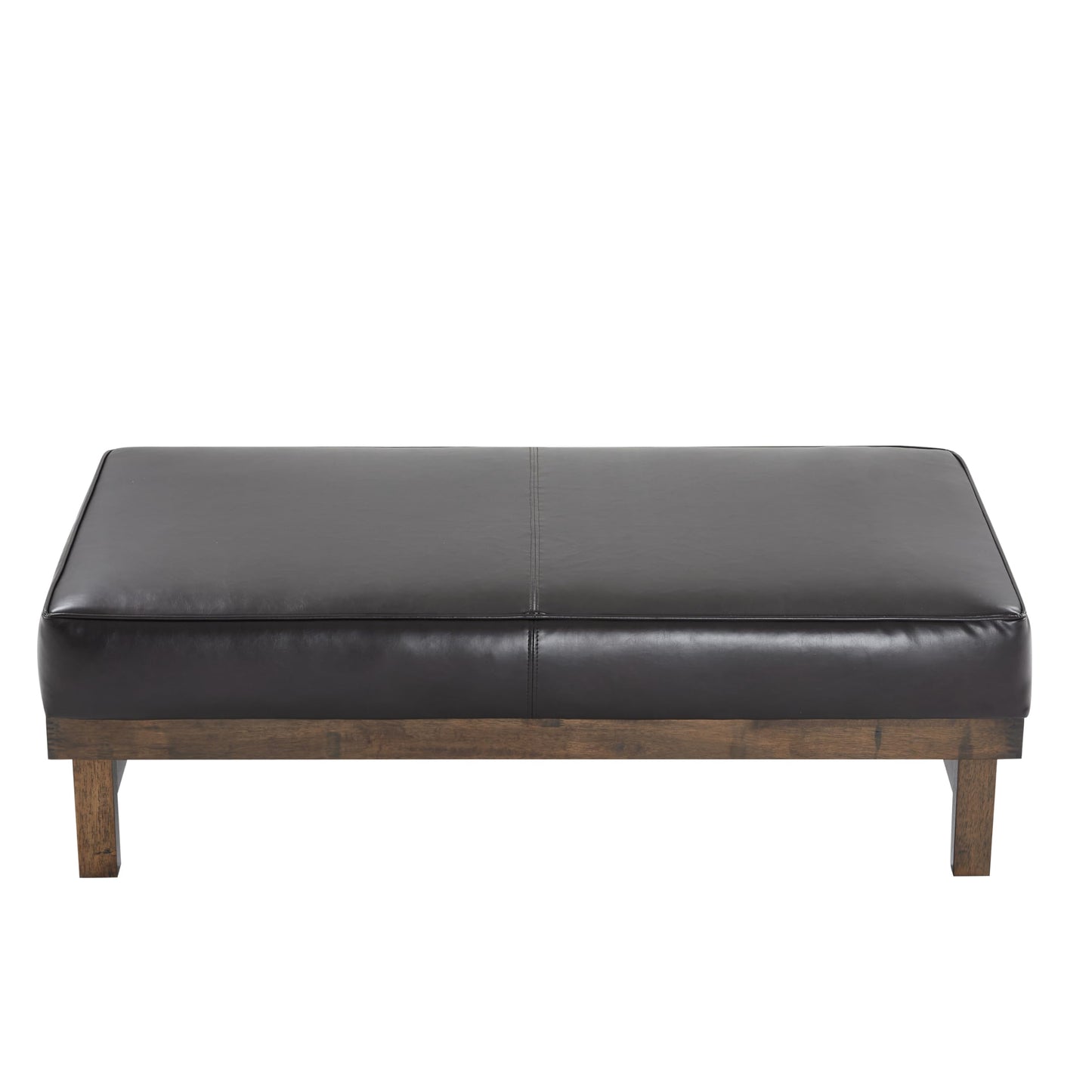 Christopher Knight Home Hillman PU Ottoman with Wood Frame,Rectangular Upholstered Footrest Bench,Non Storage Faux Leather Ottoman Bench for Living Room Bedroom Entryway Home Decor,Brown