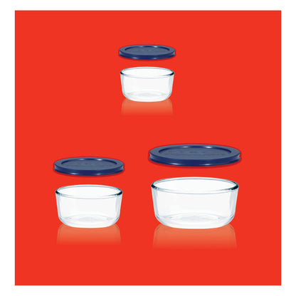 Pyrex Simply Store (3-Pack) Glass Food Storage Containers Set, (2, 4 & 7 Cup) Meal Prep Containers With Plastic BPA-Free Lids, Dishwasher & Microwave Safe