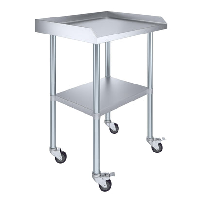 AmGood Commercial Work Table with Backsplash and Sidesplashes with Casters | NSF (Stainless Steel Table with Sideguards + casters, 30" Long x 24" Deep)
