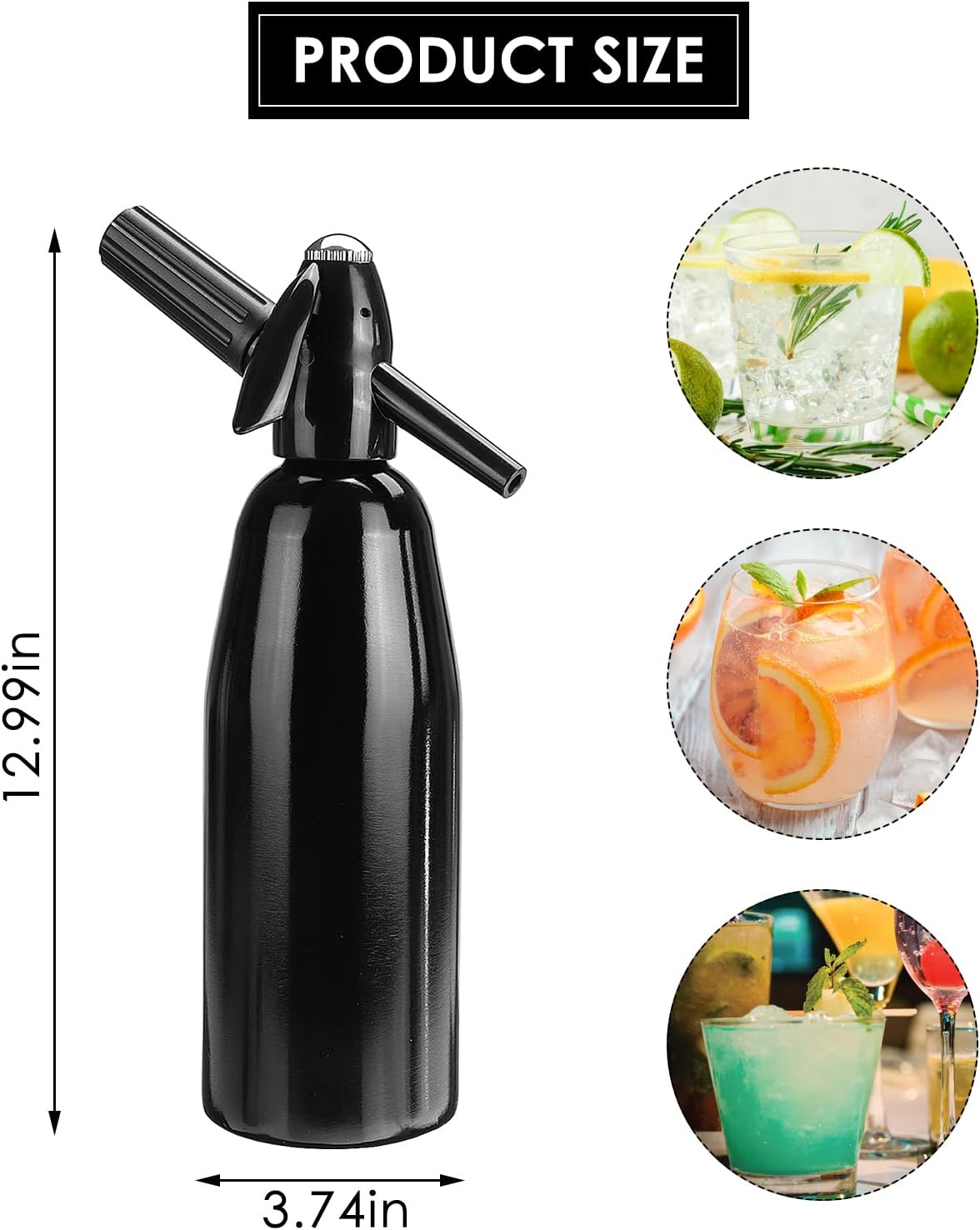 1L 8 CO2 Soda Siphon, Carbonated Water Machine, Soda Maker, Portable Aluminium Sparkling Water Maker for Home Bar