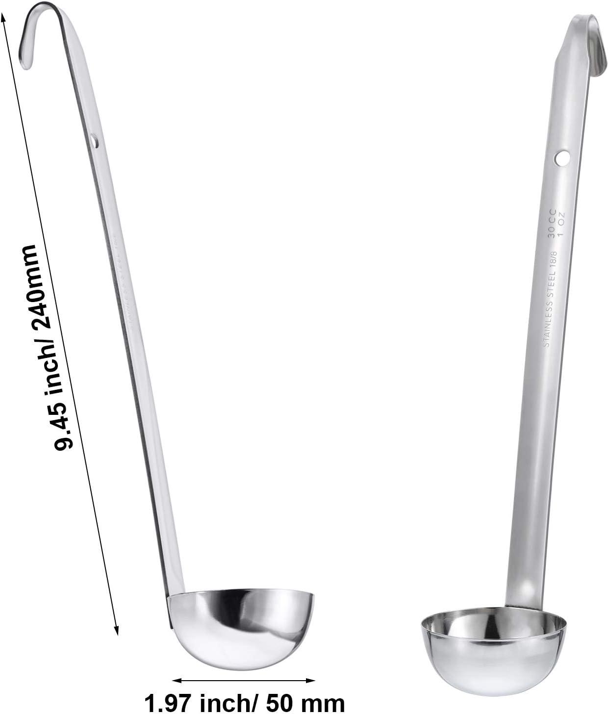 meekoo 3 Pieces Stainless Steel Ladle, Soup Handle Ladle with Pouring Rim for Kitchen Cooking (1 oz)