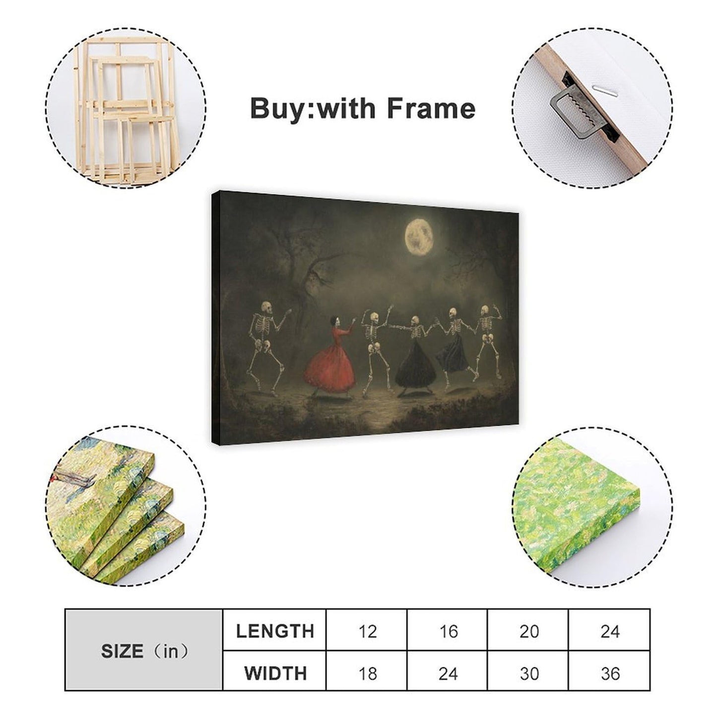 SWDXA Dancing Skeletons Halloween Spooky Decor Canvas Poster Wall Art Prints Room Aesthetic Murals Bedroom And Living Decorations 12" L X 18" W