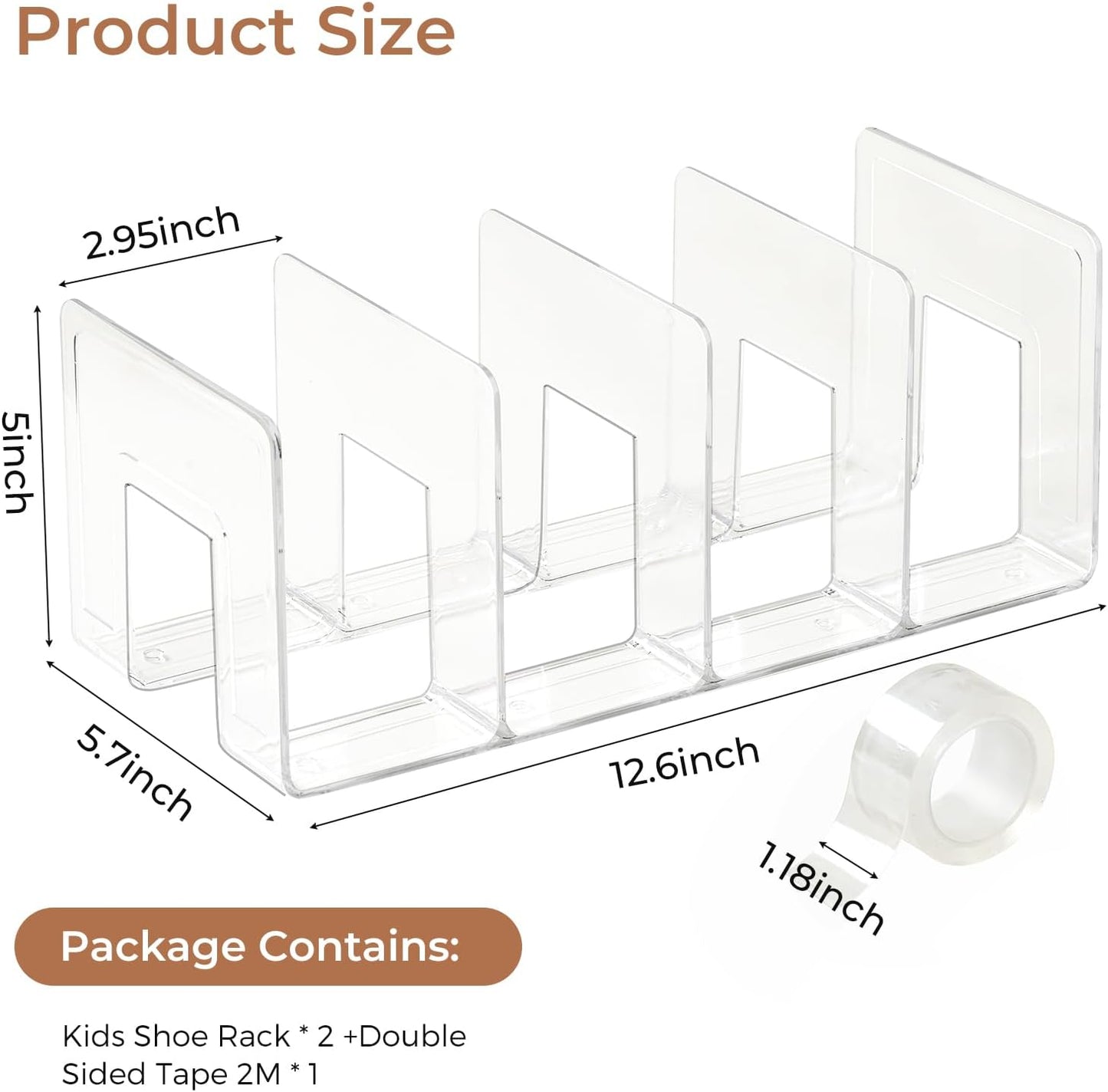 4 Pack Closet 4 Clear Acrylic Kids Shoe Rack for Organizers and Storaget, Baby Shoe Storage Small Shoe Rack Sections