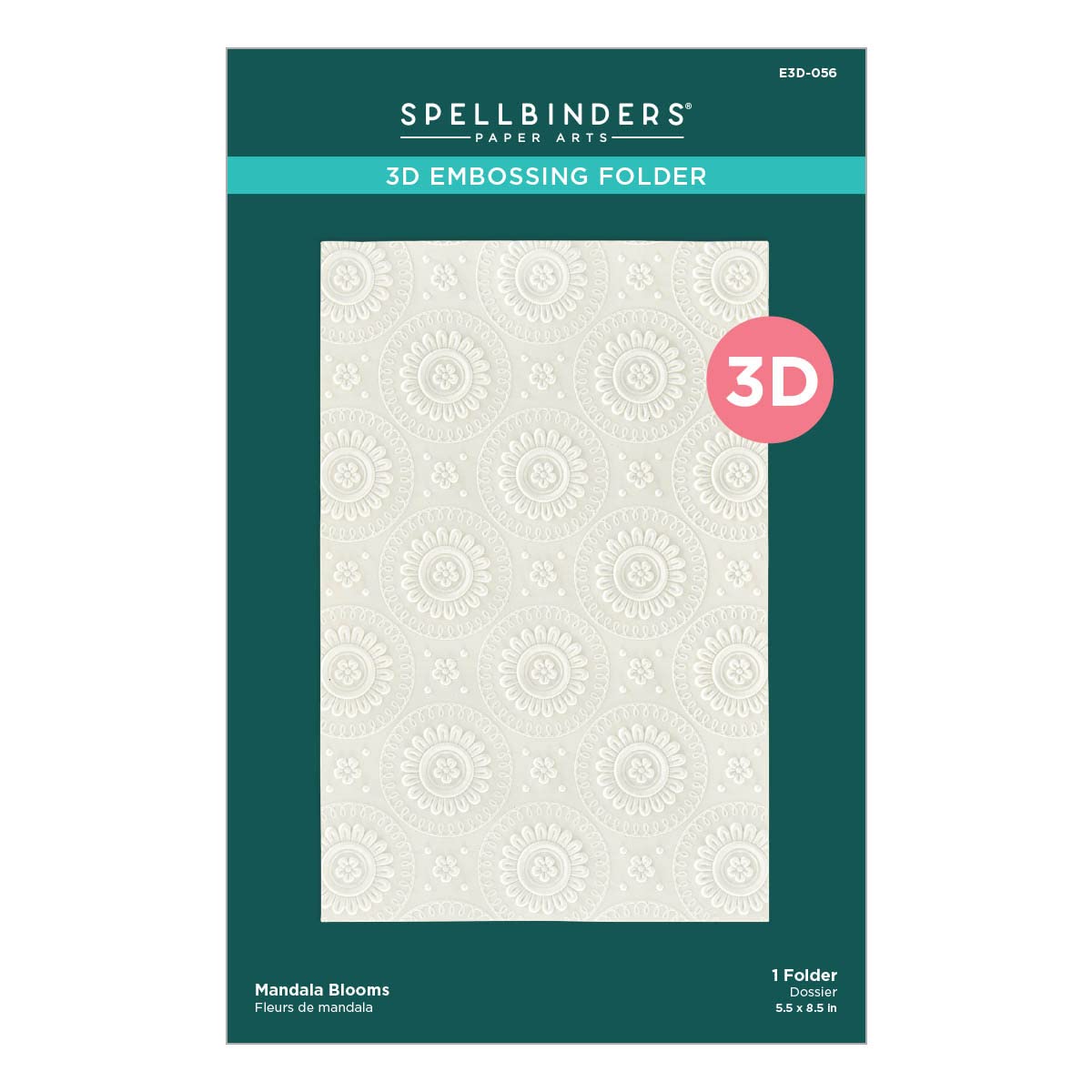 Spellbinders E3D-056 Mandala Blooms 3D Embossing Folder from The Sealed for Summer Collection