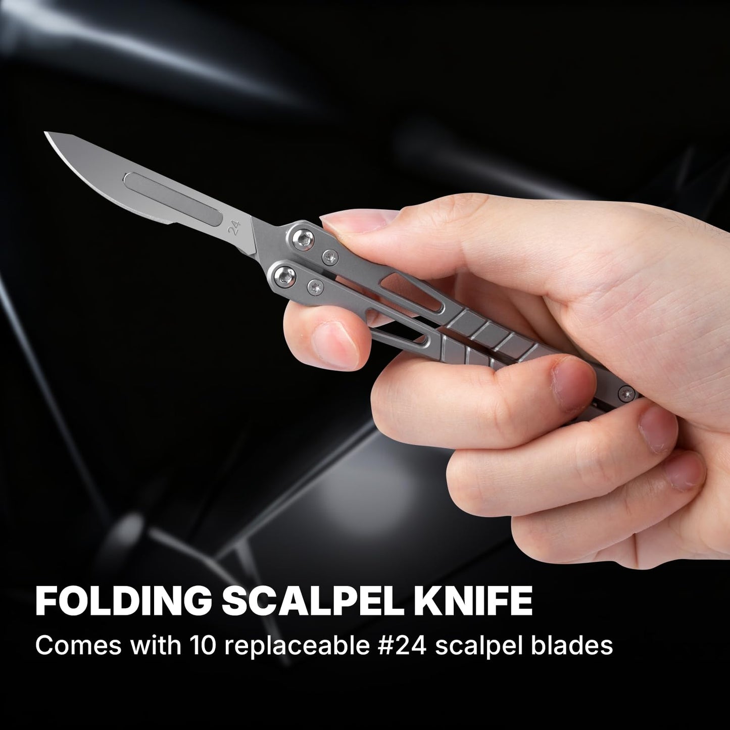 Tops Home Folding Scalpel Knife, Pocket Knife for Men, Utility Box Cutter, EDC Multitool with Bottle Opener, Pry Bar, Glass Breaker, Comes with 10 Replaceable #24 Scalpel Blades, Everyday Carry, Gift for Men, Him, Dad
