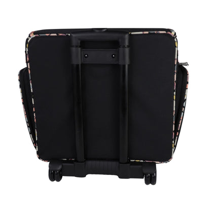 Everything Mary Rolling Craft Bag – Collapsible Black Tote with Floral Trim & Wheels – Scrapbook Organizer for Sewing, Art & Travel – Stylish, Durable, and Easy to Store