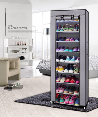 Generic 63" 10-Floor Closet, The Large Shoe Rack Large with dust Cover Shoe Rack with Covers on The Non-Woven Shoe