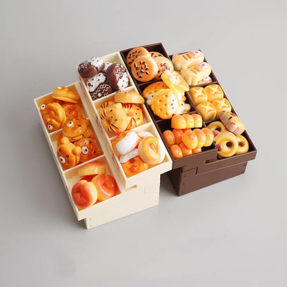 Boodecal 62Pcs Miniature Bakery Mini Bread Food Stand Display Cabinet Bread Rack Play Mini Kitchen Game Party Accessories Toys for Doll House