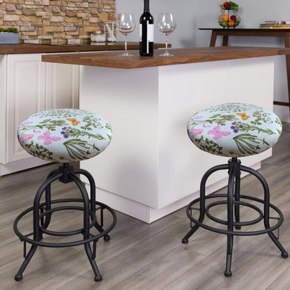 Levoberg 4 Pack 13-20inch #5 Stool Cover Round Printed Bar Stool Seat Slipcover Stretch Rolling Stool Cover