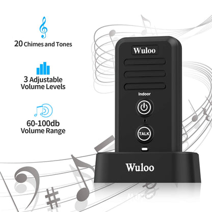 Wuloo Wireless Intercom Doorbell Chime for Home Intercomunicador (1&1-White)