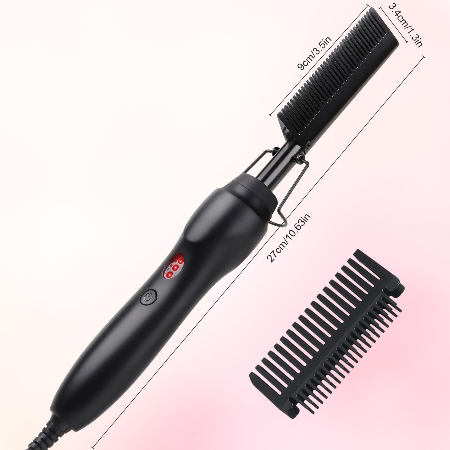 Electric Hot Comb Hair Straightener Heat Pressing Comb Curling Flat Iron Curler Hair Straightener Brush for Natural Black,Anti-Scald Beard Straightening Electric Press Comb