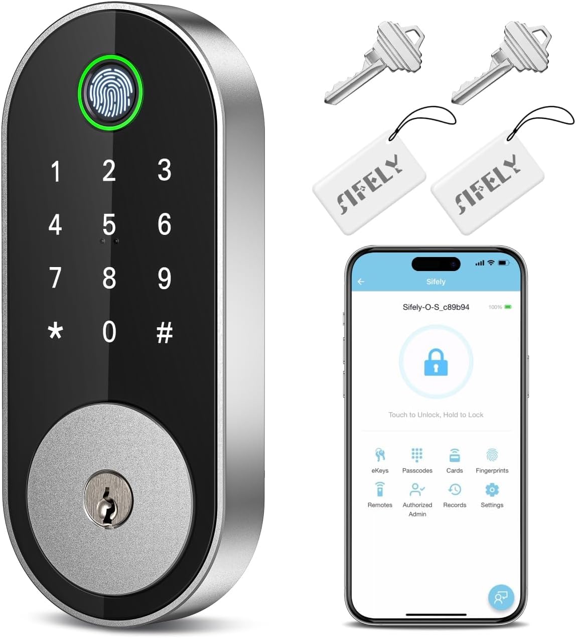 Keyless Entry Fingerprint Deadbolt Smart Lock: Digital Front Door Keypad with App Control, Electronic/Electric Deadbolt with Fingerprint & Code Access, Auto Locking, Easy to Install (Bright Brass)