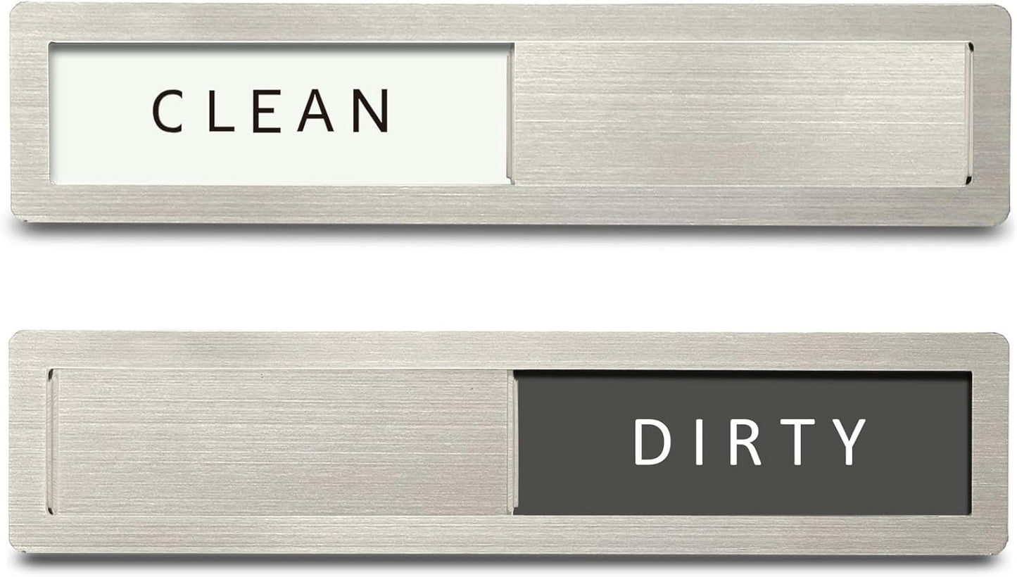 Dishwasher Magnet Clean Dirty Sign, Premium Stainless Steel Non-Scratch Magnet for Easy Use (Grey & White)