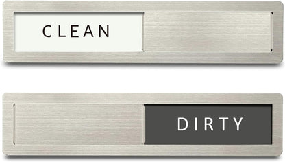 Dishwasher Magnet Clean Dirty Sign, Premium Stainless Steel Non-Scratch Magnet for Easy Use (Grey & White)