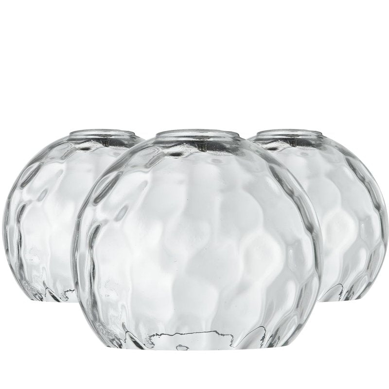 Lucidce 3 Pack Fixture Replacement Globe Shade, 6 Inch Diameter, E26 Base Clear Hammered Glass, Glass Globe Lampshade Cover for Pendant Wall Sconce Chandelier Vanity Light