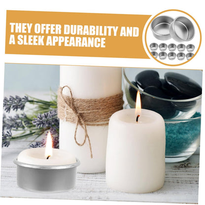 Housoutil 15pcs Metal Candle Cups Minimalist Tea Light Tins Decorative Candle Holders for DIY Projects Home Decor Aromatherapy