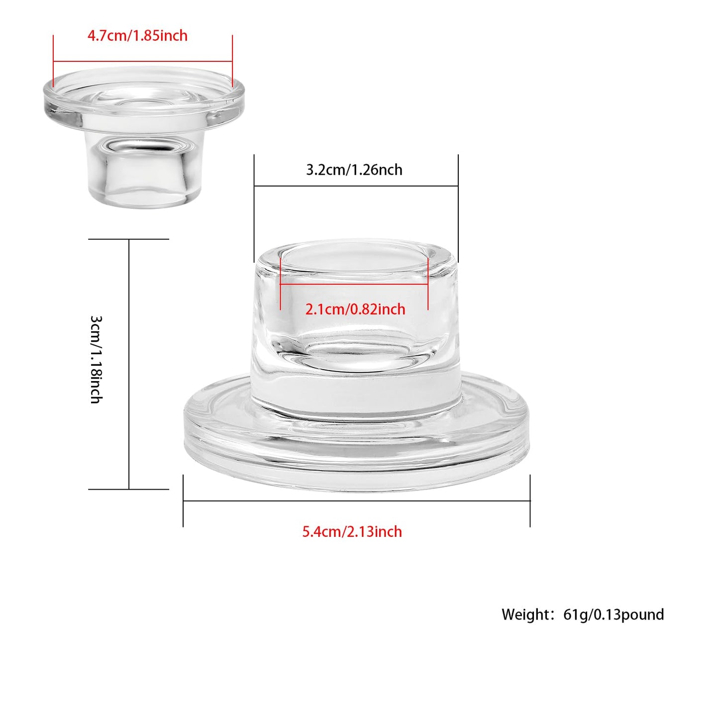 ZQXJWF Clear Glass Taper Candle Holders Set, Round Base Design, Elegant Dining Table Decor, for Table Centerpiece Wedding Party Advent Christmas Home Decorations (48, Clear)