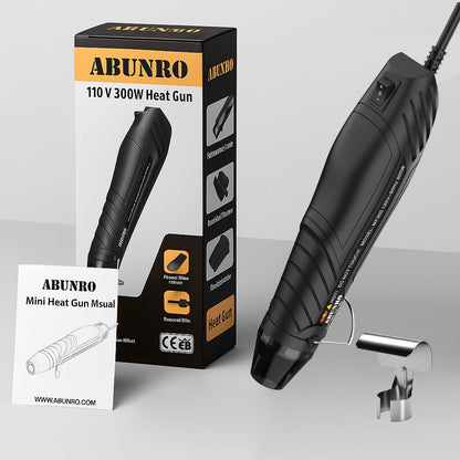 Mini Heat Gun, 2-Temp Settings 482℉ & 662℉, Fast Heating Hot Air Gun with 6.6FT Long Cable, Reflector Nozzle & Overload Protection for Crafting, DIY, Shrink Wrap, Vinyl Wrap (Black Heat Gun)