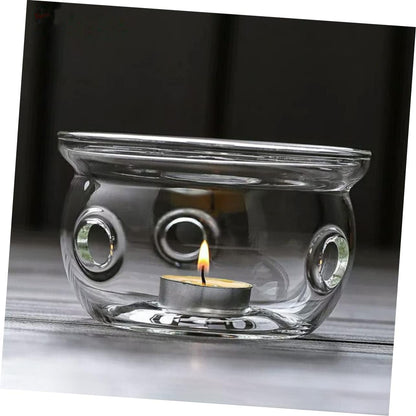 Alipis Tea Warmer Teapot Candle Holder, High Borosilicate Glass Stand Dish Heater, Japanese-Style Tea Light Candle