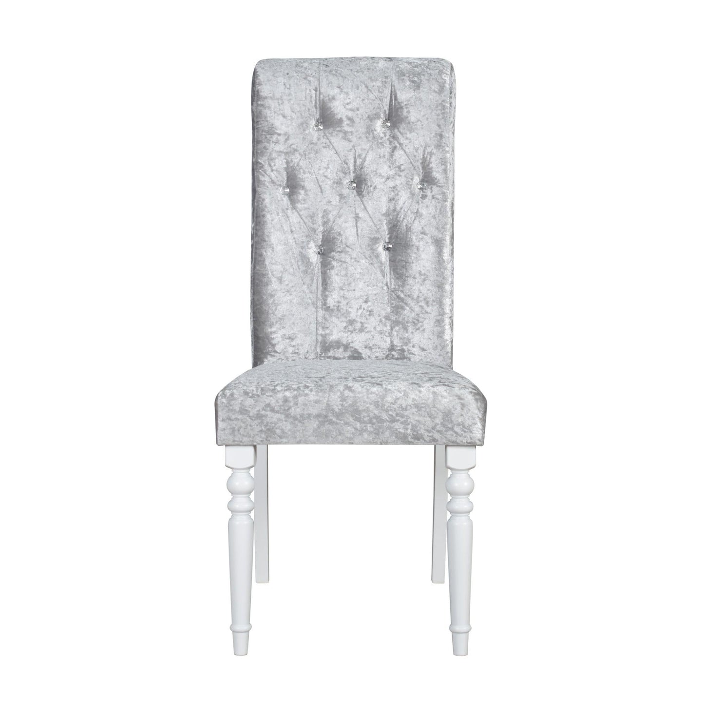 HOME DESIGN Reston 7-Piece Rectangular Dining Table with 6 Diamond-Tufted Cushioned Chairs, Turned Legs, Modern Elegant Design, White