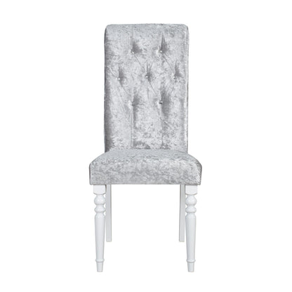 HOME DESIGN Reston 7-Piece Rectangular Dining Table with 6 Diamond-Tufted Cushioned Chairs, Turned Legs, Modern Elegant Design, White