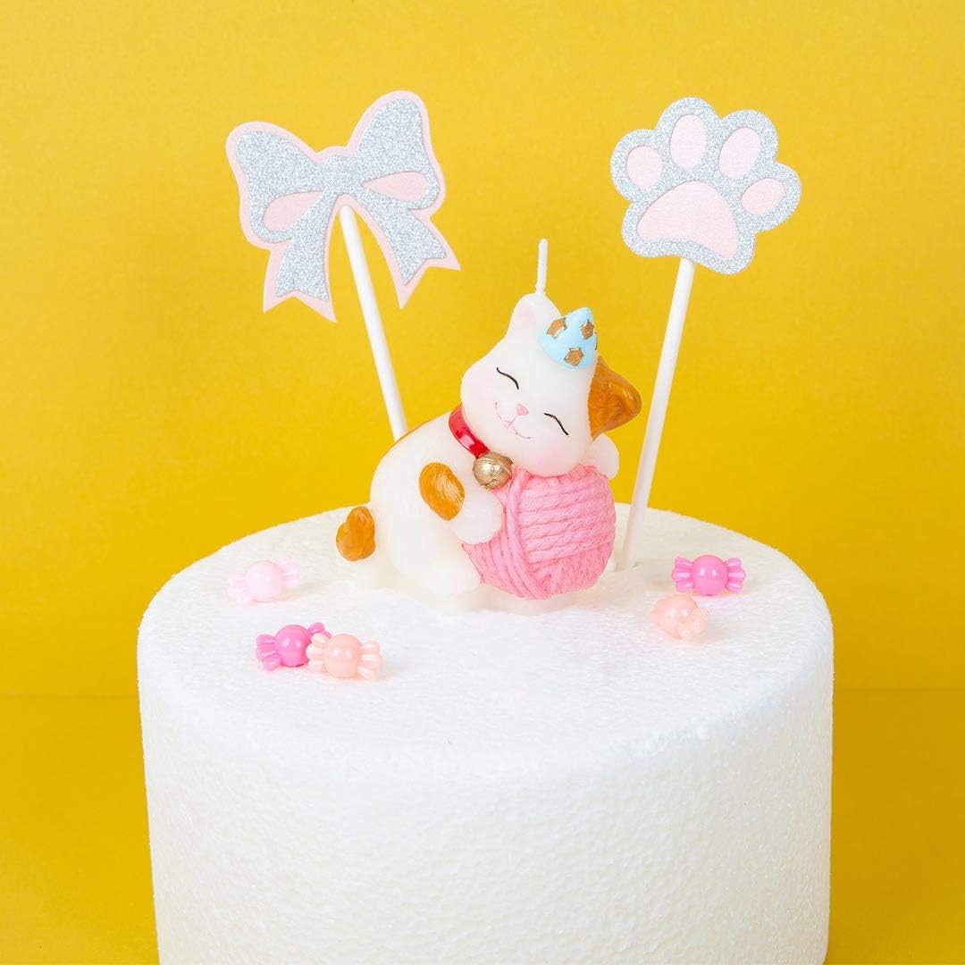 Cute Cat Birthday Candles Cake Topper for Birthday Festive Party Supplies and Wedding Favor