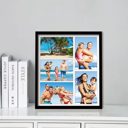 HUICAPTYI 5-Opening 4x6 Collage Picture Frame, Multi-Photo Frame Wall Decor or Tabletop, Solid Wood Family Photos Display for Home Office Classroom(Black)