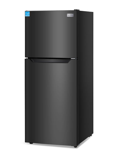 BLACK+DECKER 10 Cu. Ft. Top Mount Refrigerator with Freezer, 2 Door Refrigerator with Top Freezer and Adjustable Temperature Control, ENERGY STAR,BR1000HB, Black