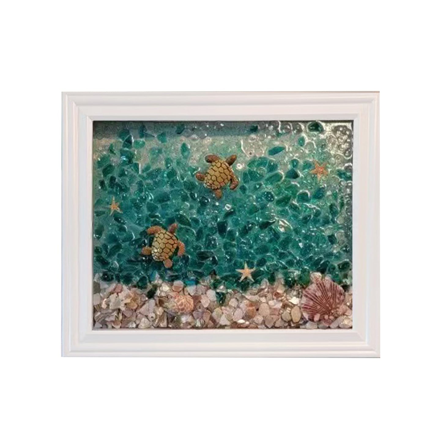 CIYOJA DIY Mosaic Kit for Adults – Complete Glass Mosaic Craft Kit with Sea Glass, Resin, Frame – Easy Resin & Stained Art Starter Set for Beginners & Adult Creative Projects (Turtle Design)