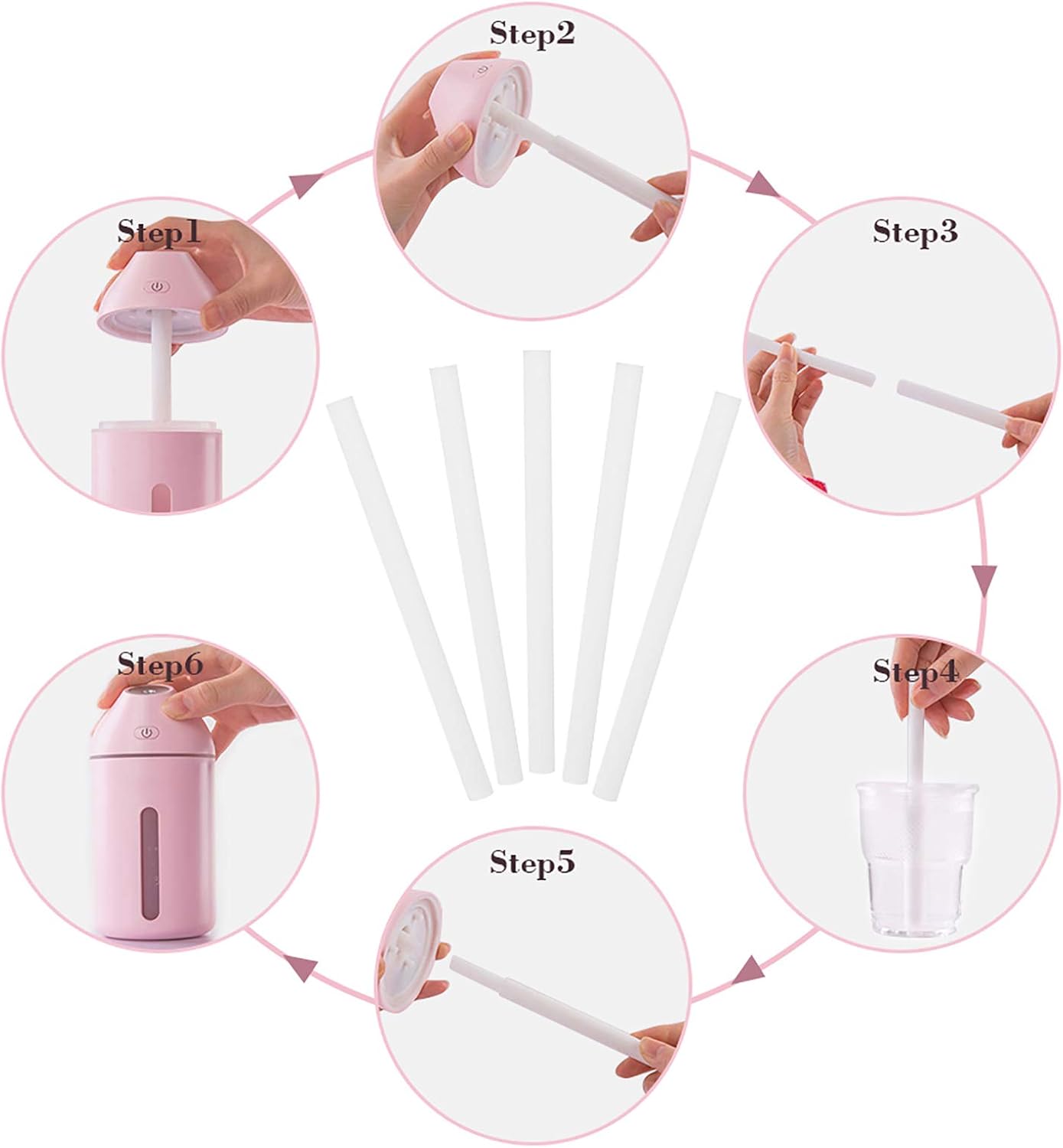 Filter Cotton Sticks, 10Pcs Mini Portable Humidifier Diffuser Replacement Sponges for USB Humidifier