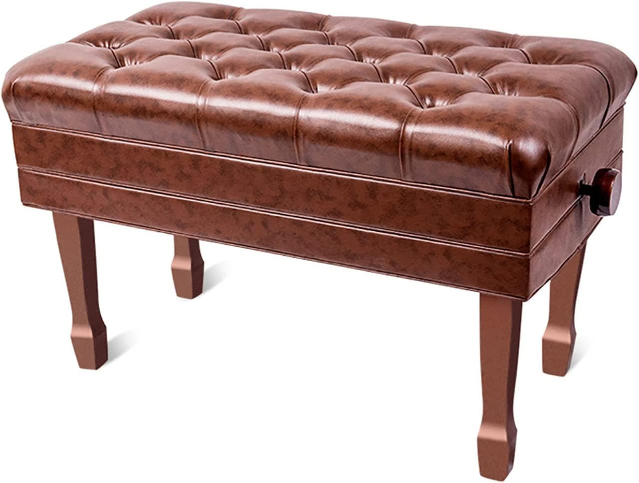 ZHOUYANB Piano Stool Dressing Table Wooden Luxury Bench Soft Genuine Leather with Waterproof Cushion and Strong Solid Wood Frame 200kg Load Capacity 84 X 47 49-59c (Teak One Size)