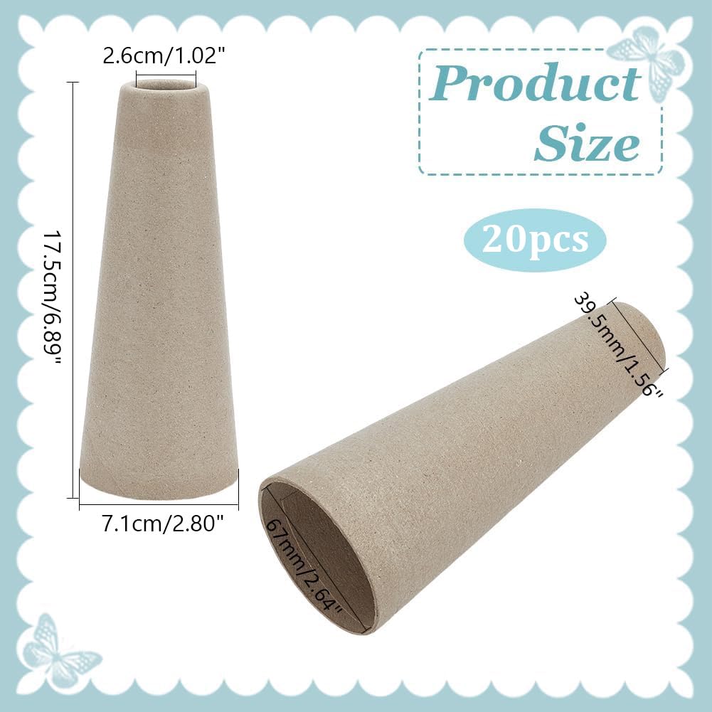 PH PandaHall 20PCS Wool Winding Tube Cone Shape Roll Tubes Yarn Ball Winding Tube Kitting Winder Cardboard Thread Organizer Embroidery Weave Storage for Crochet Sewing Needlework, 6.9x2.8inch