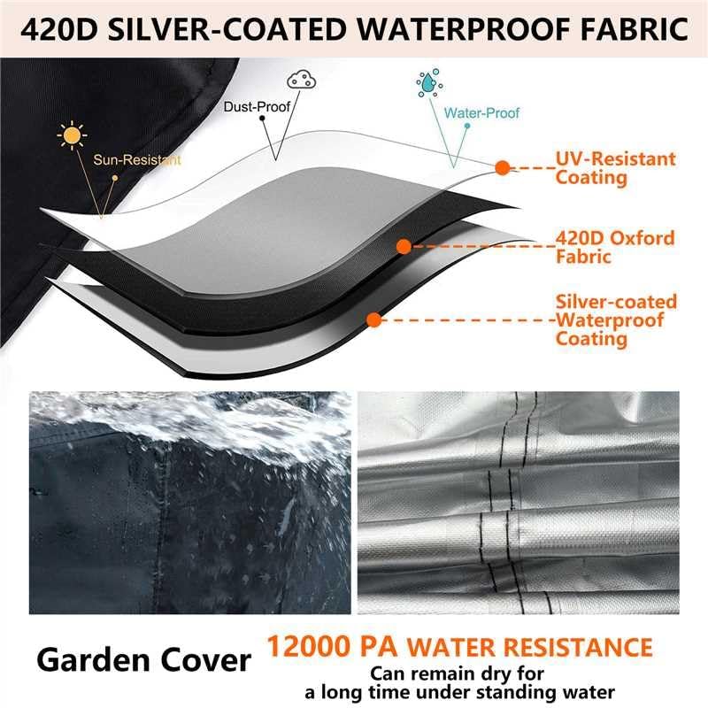 GardenCover 96" 48" 28" 8-10 Patio Furniture Cover L x W x H - Heavy Duty Outdoor Patio Table & Chair Cover, Waterproof