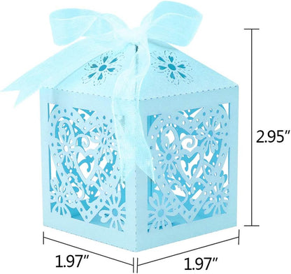 Lucky Monet Love Heart Laser Cut Wedding Candy Gift Box, Chocolate Box for Wedding Favor, Birthday Party (50pcs, Baby
