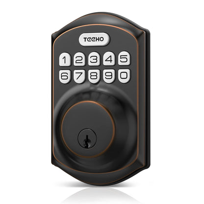 TEEHO TE001 Keyless Entry Door Lock with Keypad - Smart Deadbolt Lock for Front Door with 2 Keys - Auto Lock - Easy Installation - Satin Nickel