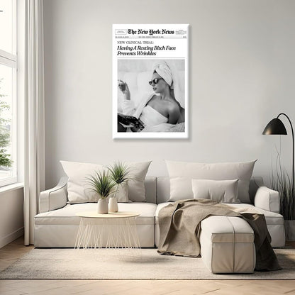 Generic 8x12inch style-2 Framed Hot Girls Drinking Champagne New York News Trendy Newspaper Canvas Print Wall Art Bar