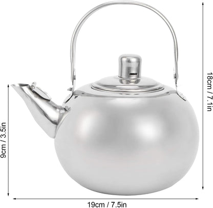 Tea Kettle for Stovetop, Stainless Steel Teapot with Filter, Flat Bottom Induction Cooker Water Kettle (Silver 14CM)