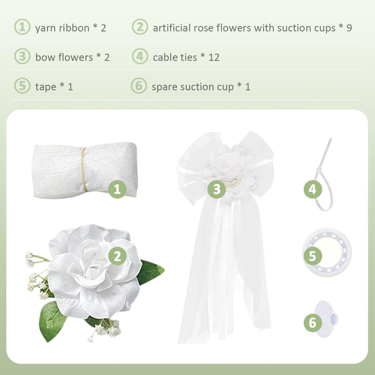 WAYUTO Artificial Wedding Car Decorations Kit - Flowers, Ribbon Bows & More for Wedding Party