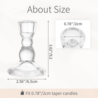 Inweder Glass Taper Candle Holders: Crystal Clear Candlestick Holders Modern Small Candle Stick Holder for Wedding Table Centerpiece Party Dinning Home Christmas Set of 4