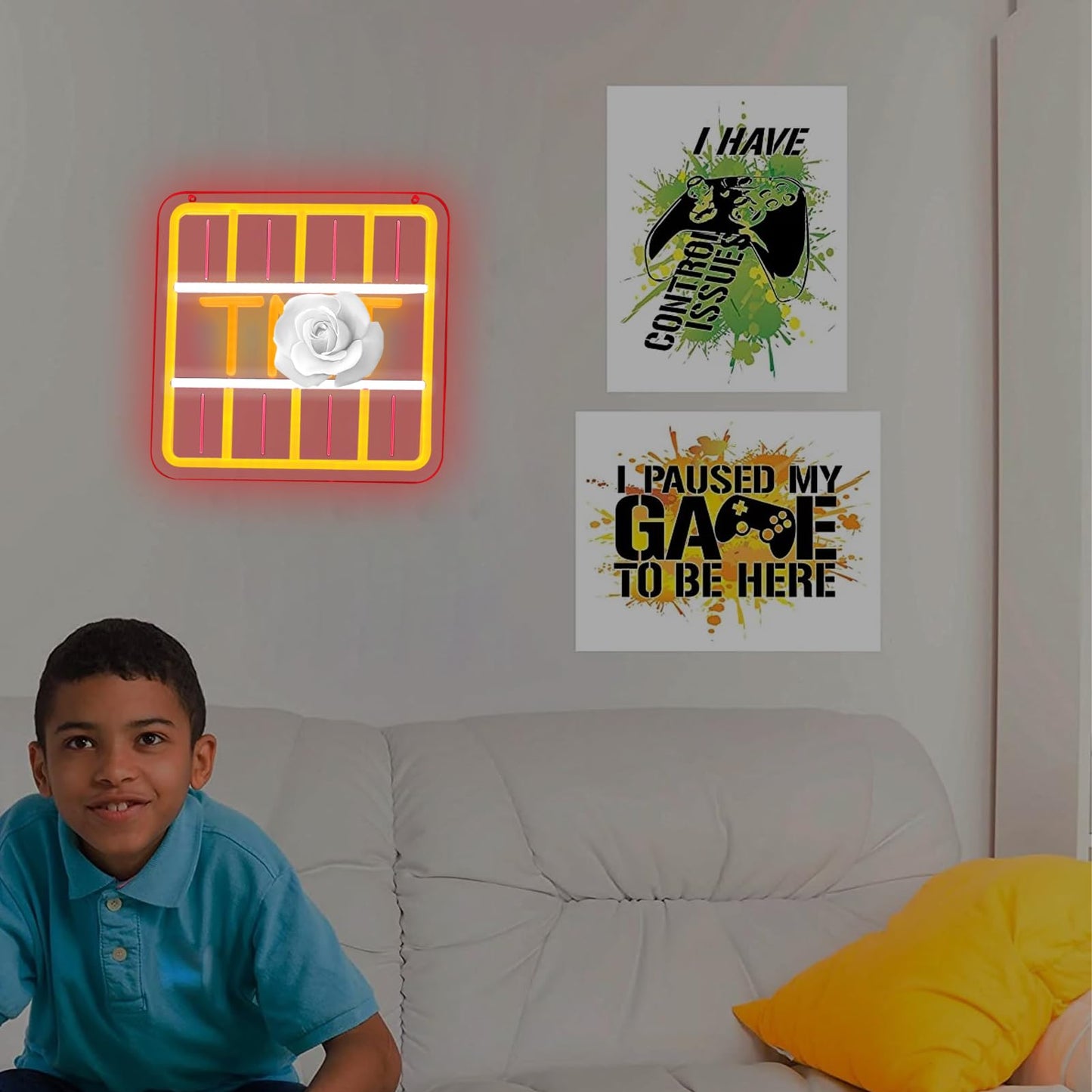 WLFLXG Game Neon Sign for Wall Decor Gaming TN LED Lights up Sign for Bedroom Man Cave Gaming Room Party Birthday Decor, Gifts for Gamers Boys Bedroom 5V USB Powerd
