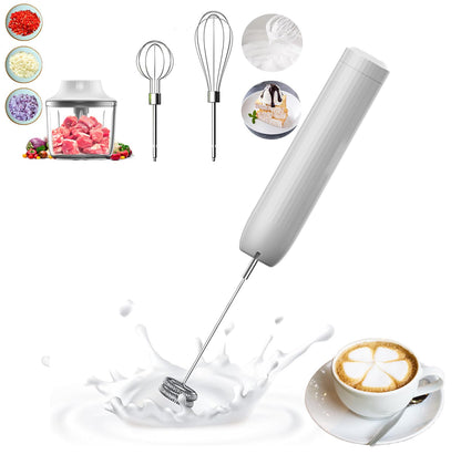 4-in-1 Electric Hand Mixer, Electric Whisk, Mini Onion Chopper 10Oz, Small Cordless Hand Blender, Milk Frother Wand for Coffee, Matcha, 4 Speed Rechargeable Food Processor for Baby Food Maker