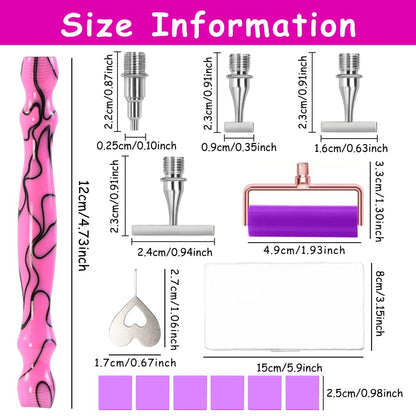 Praise V Do Thin Version Stainless Steel Diamond Painting Art Drilling Pen Kit with Screw Silver Metal Tips Nib Placer Roller Tool Accessories, Ergonomic Diamond Art Pen for 5D Diamond Paint Bead Dot