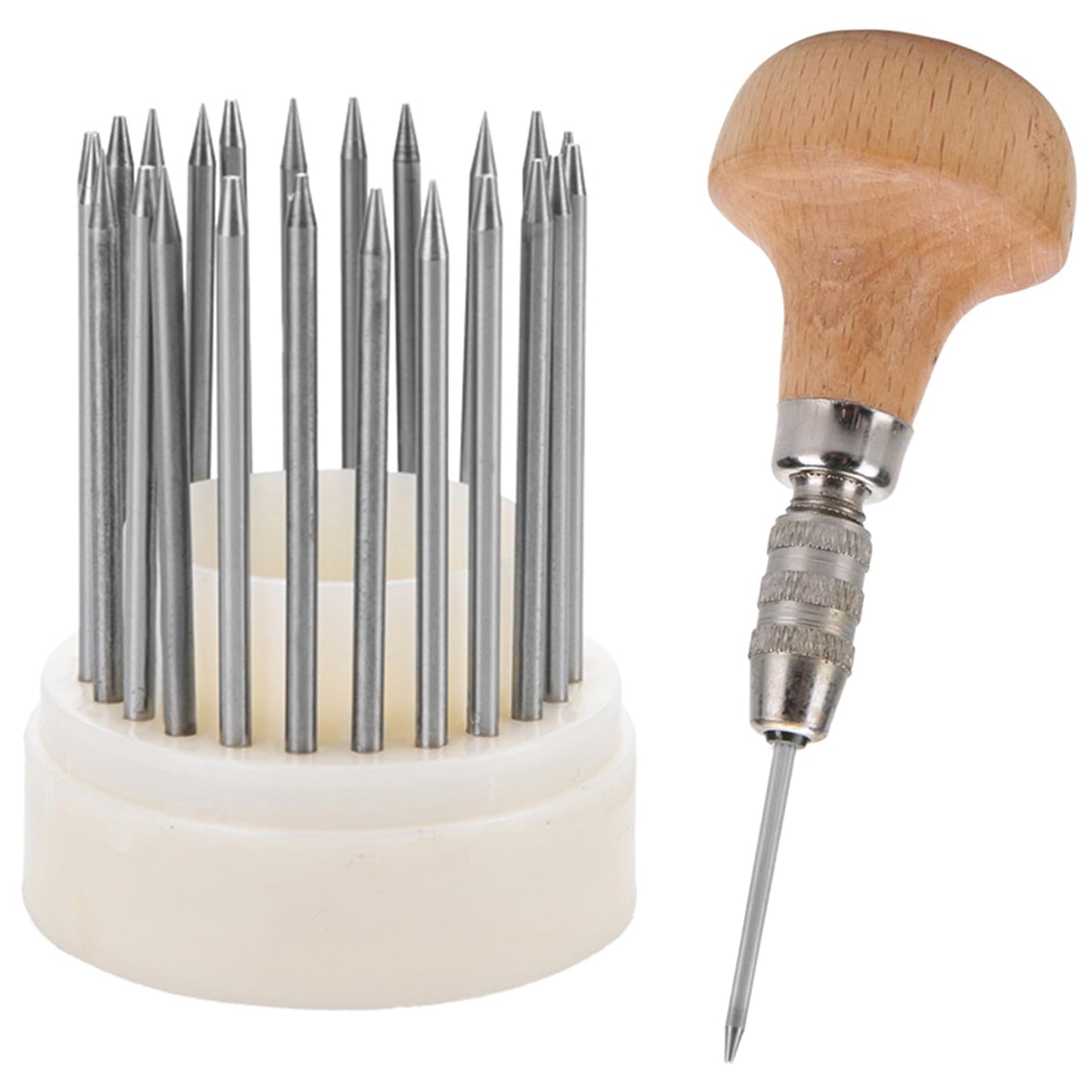 CYTGOUPER Beading Tools Set,23 Pcs Jewelry Engraving Tools Set with Wooden Handle,Metal Beading Tools for Stone Setting,1-23mm Concave Tip Beaders for Diamond Pearl Setting,Craft Engraver Pen