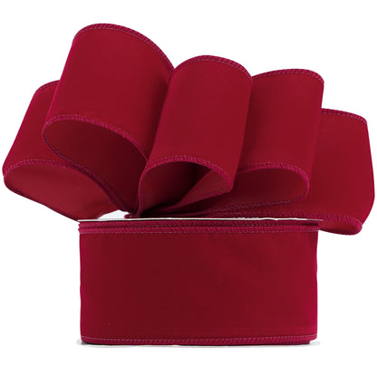 MEEDEE Red Velvet Wired Ribbon 2.5 Inch Wide Red Ribbons 25 Yards Spool Velvet Christmas Ribbon Red Wired Ribbons for Christmas Tree, Wreaths Supplies, Bows Making
