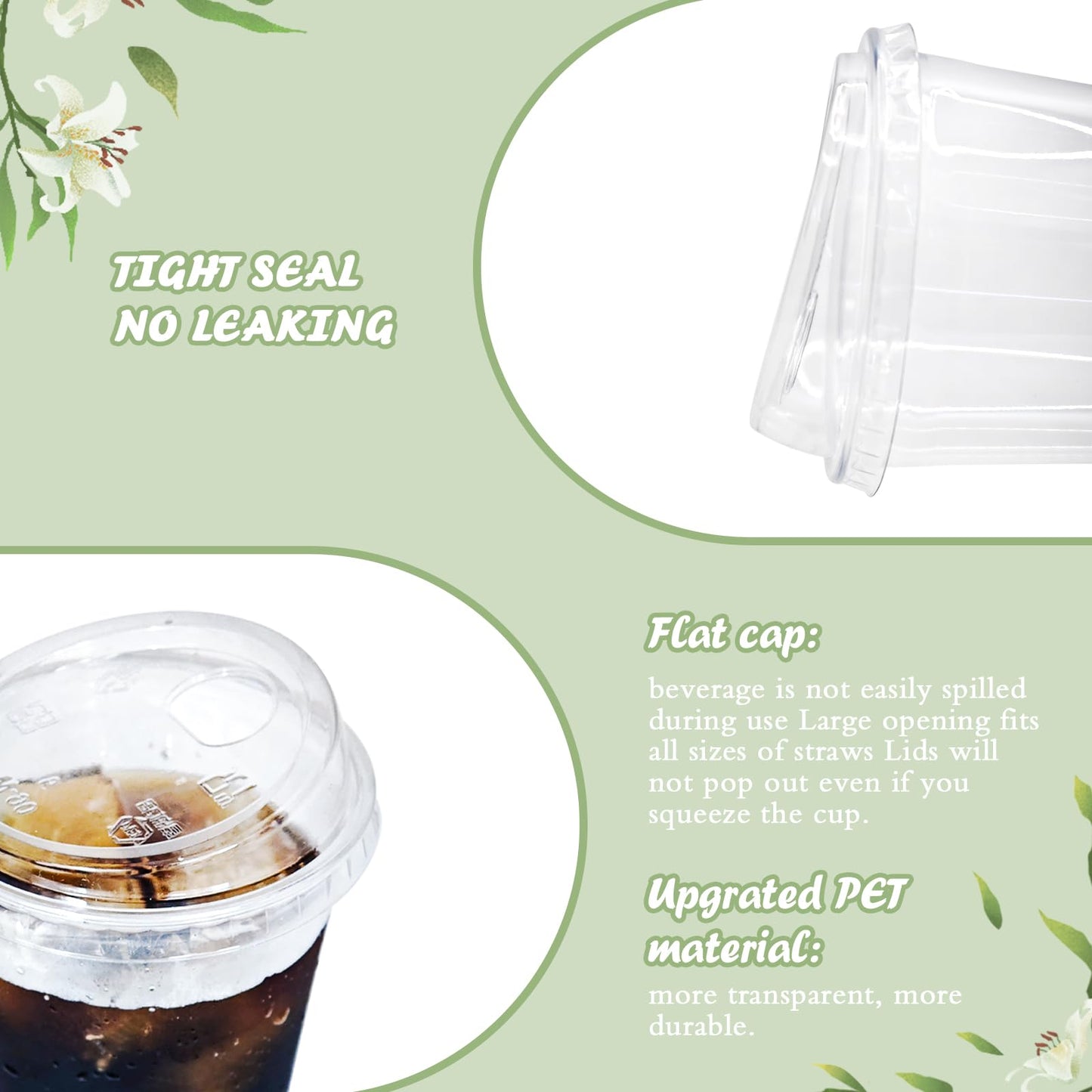 Thrseely 50 Sets Clear Plastic Coffee Cups with Sip Lids, Disposable PET Cups for Iced Coffee, Smoothie, Cold Beverage, Plastic Crystal for Shops and Party Catering (Clear, 16 oz)