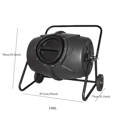 Electric Compost Bin Compost Tumbler Bin with Wheels and Handle, Mobile Heavy Duty Rotating Outdoor Organic Compost Bin Tumbling Mixer Composter for Kitchen Waste & Garden Clippings, Large 190L/50 Gal