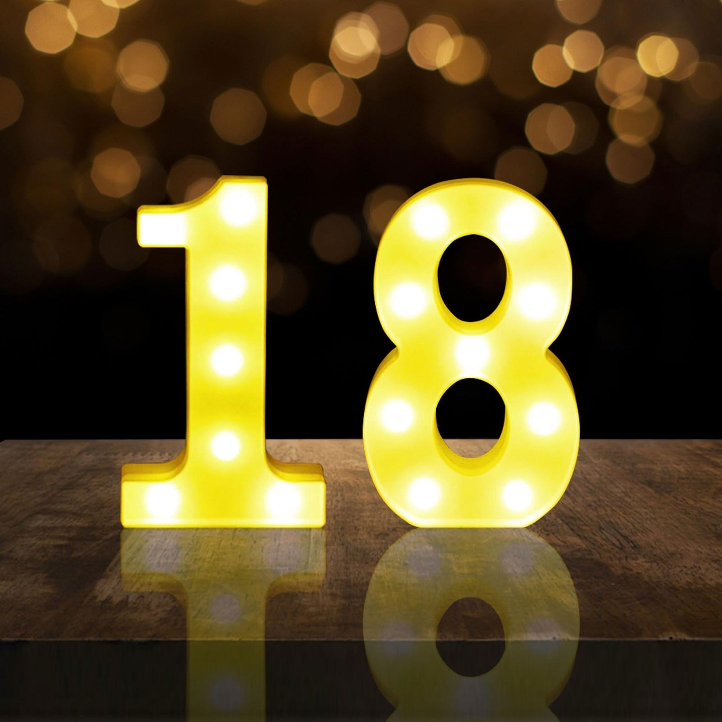 8.5" 18th 81st Birthday Decorative LED Light up Numbers, 2Pcs Marquee Number Sign for Night Birthday Party Decorations Anniversary Bar LED Sign Backdrop Wall Table Centerpieces