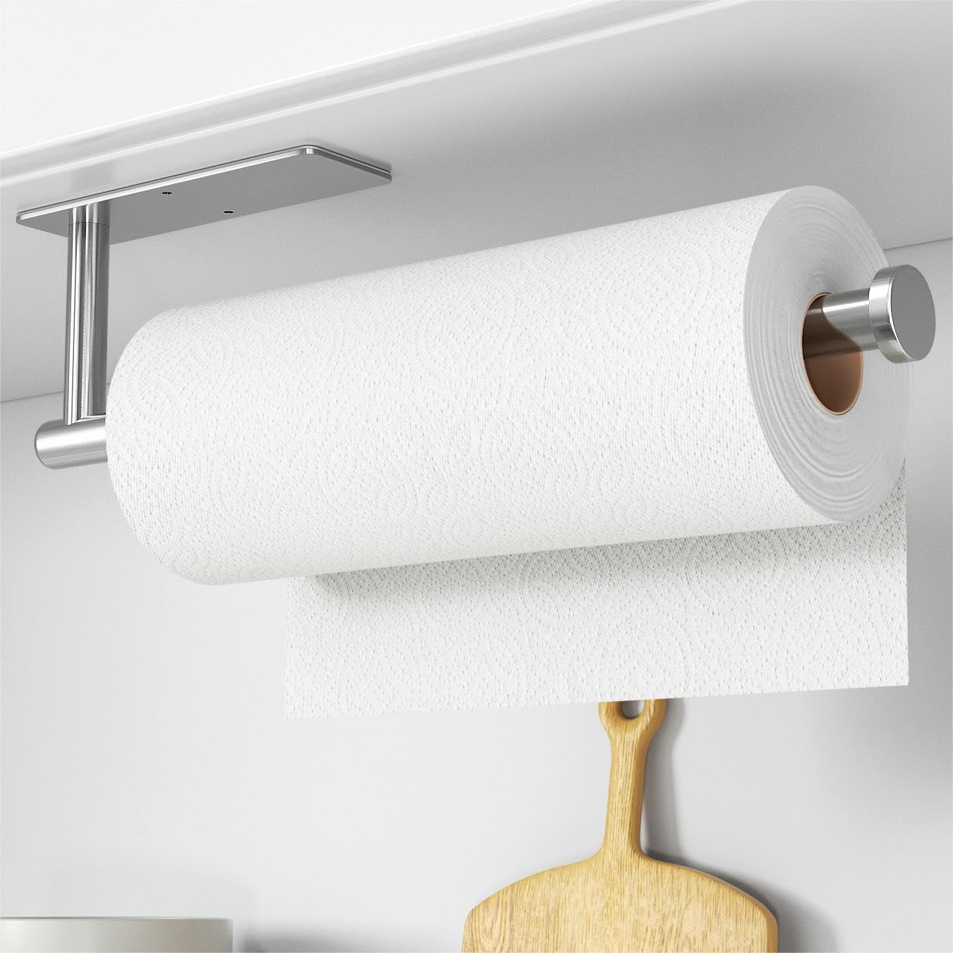 Paper Towel Holder - Self-Adhesive or Drilling, Gold, Wall Mounted, SUS304 Stainless Steel Kitchen Roll Dispenser Under Cabinet