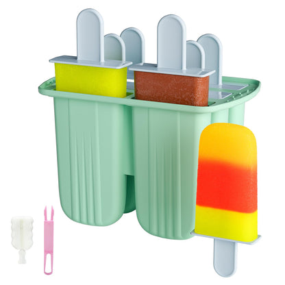 Bongpuda 6 Pieces Silicone Popsicle Molds,Easy-Release BPA-Free,Ice Pop Mold Ice Cream Molds For Kids,With 6 PCS Plastic Stick+Cleaning Brush (Mint Green)